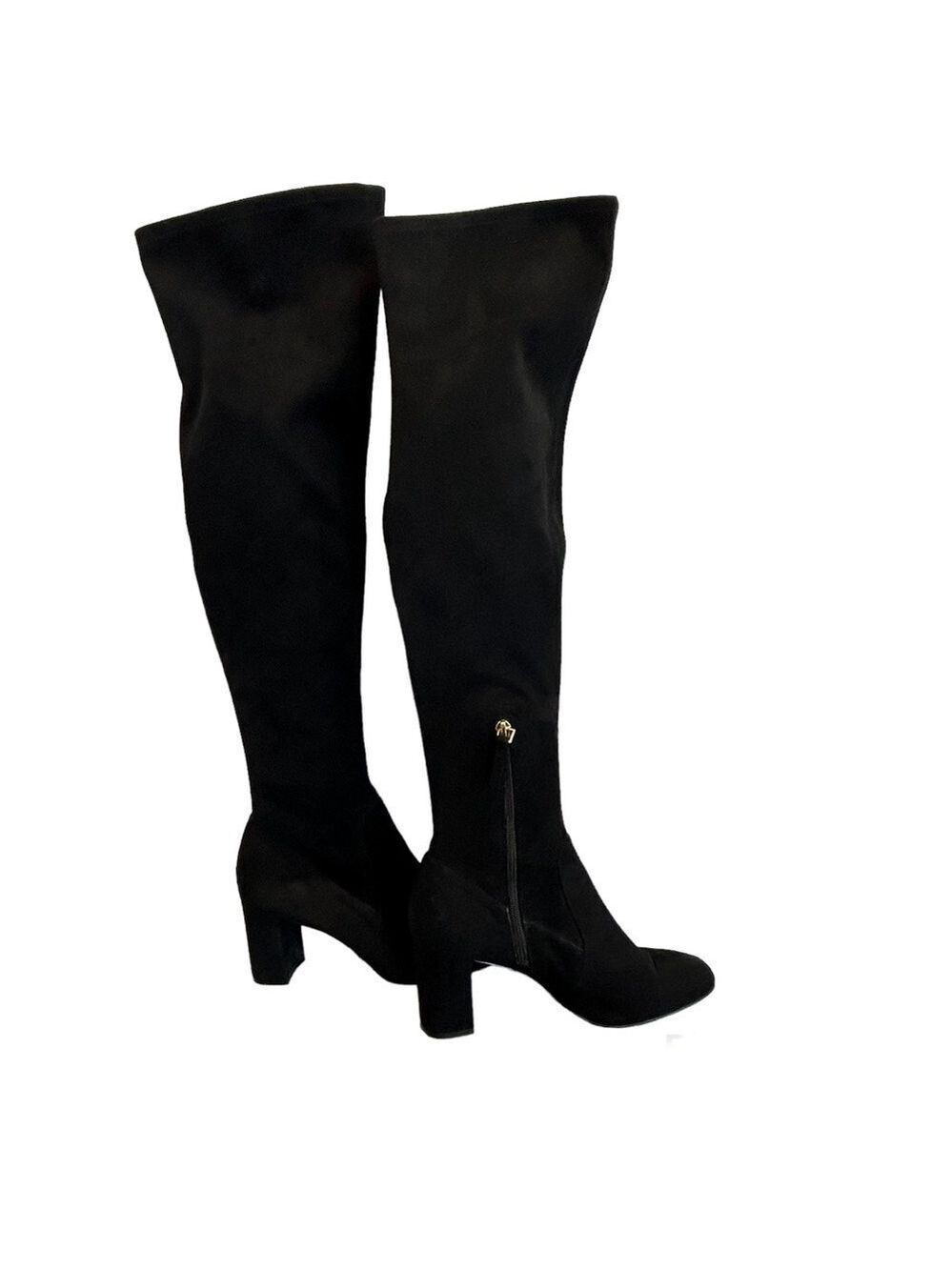 NINE West black faux suede over the knee high heel boots Sz 8.5